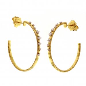 Two-tone gold and diamond lace earrings 1O02078B12000