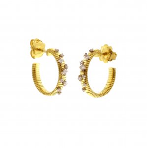 Two-tone gold lace earrings and diamonds 1O02083B12000