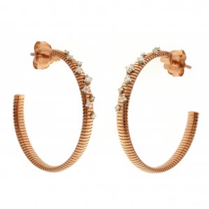 Two-tone gold and diamond lace earrings 1O02084B1T000