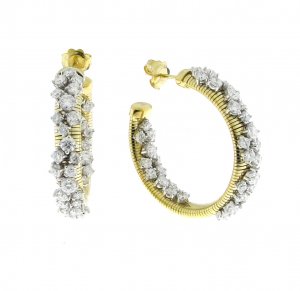 Two-tone gold lace earrings and diamonds 1O02086BB2000