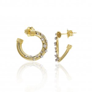 Two-tone gold and diamond lace earrings 1O02094B12000