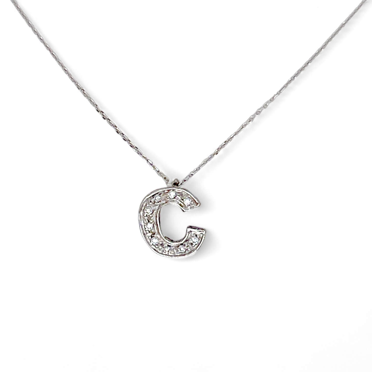 Initial pendant C white gold