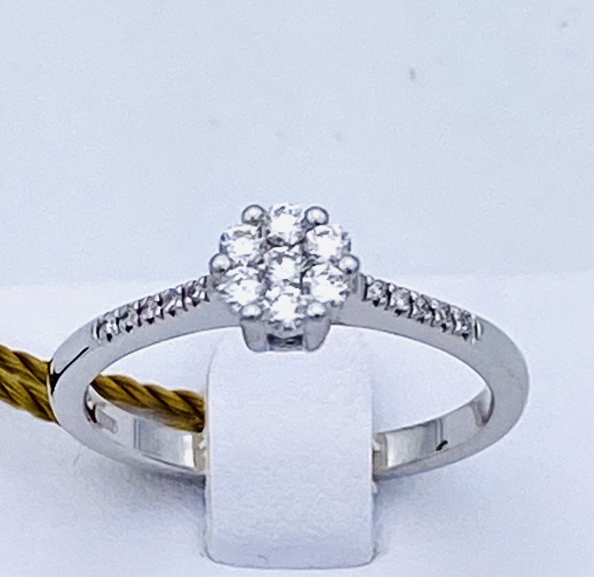 Solitaire ring of diamonds white gold 750% DROPS OF LIGHT art. AN969