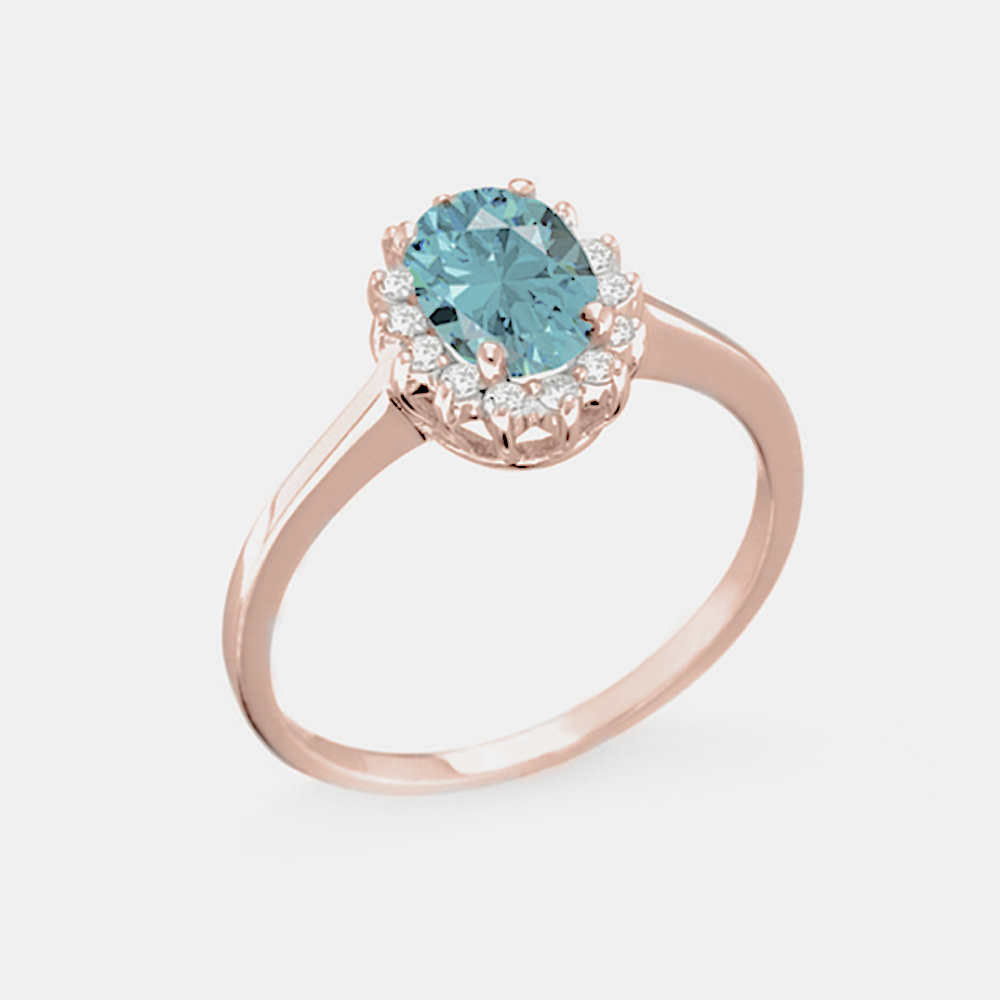 Aquamarine and diamond ring in rose gold Art. AN2375