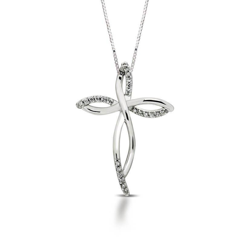 White gold 750% cross pendant and diamonds Art.CC1569