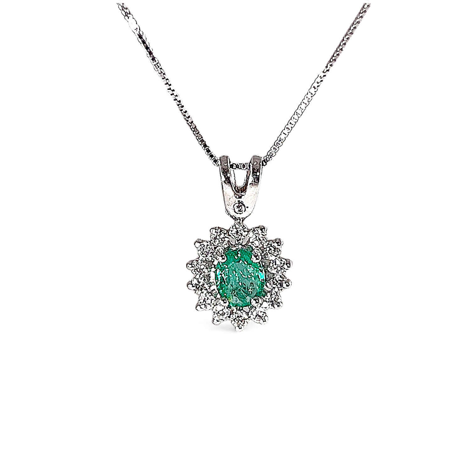 Pendente smeraldo diamanti oro bianco BON TON  Art. CD909-2