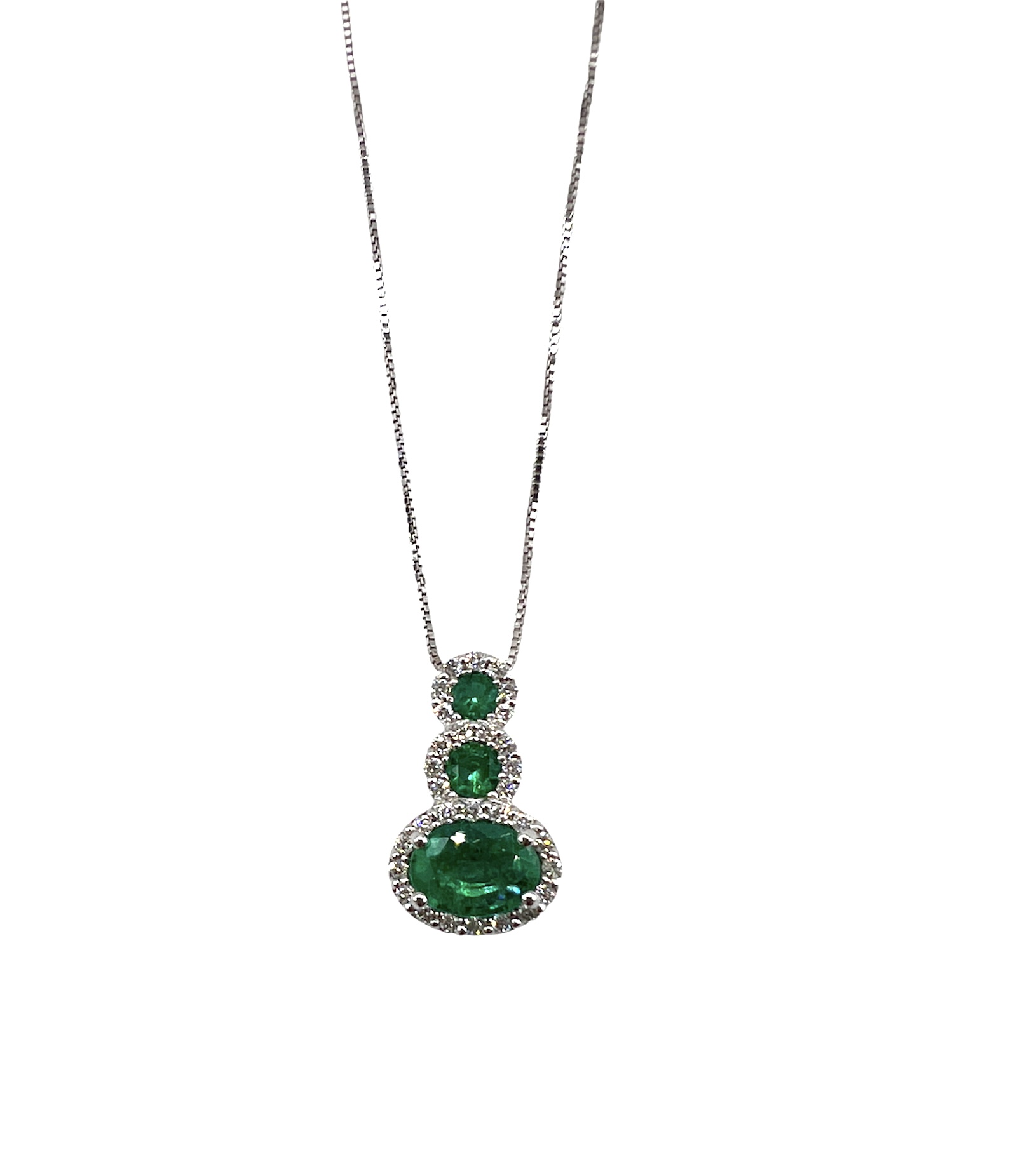 Emeralds & Diamonds White Gold 750% Trilogy Pendant Art.CD742-1