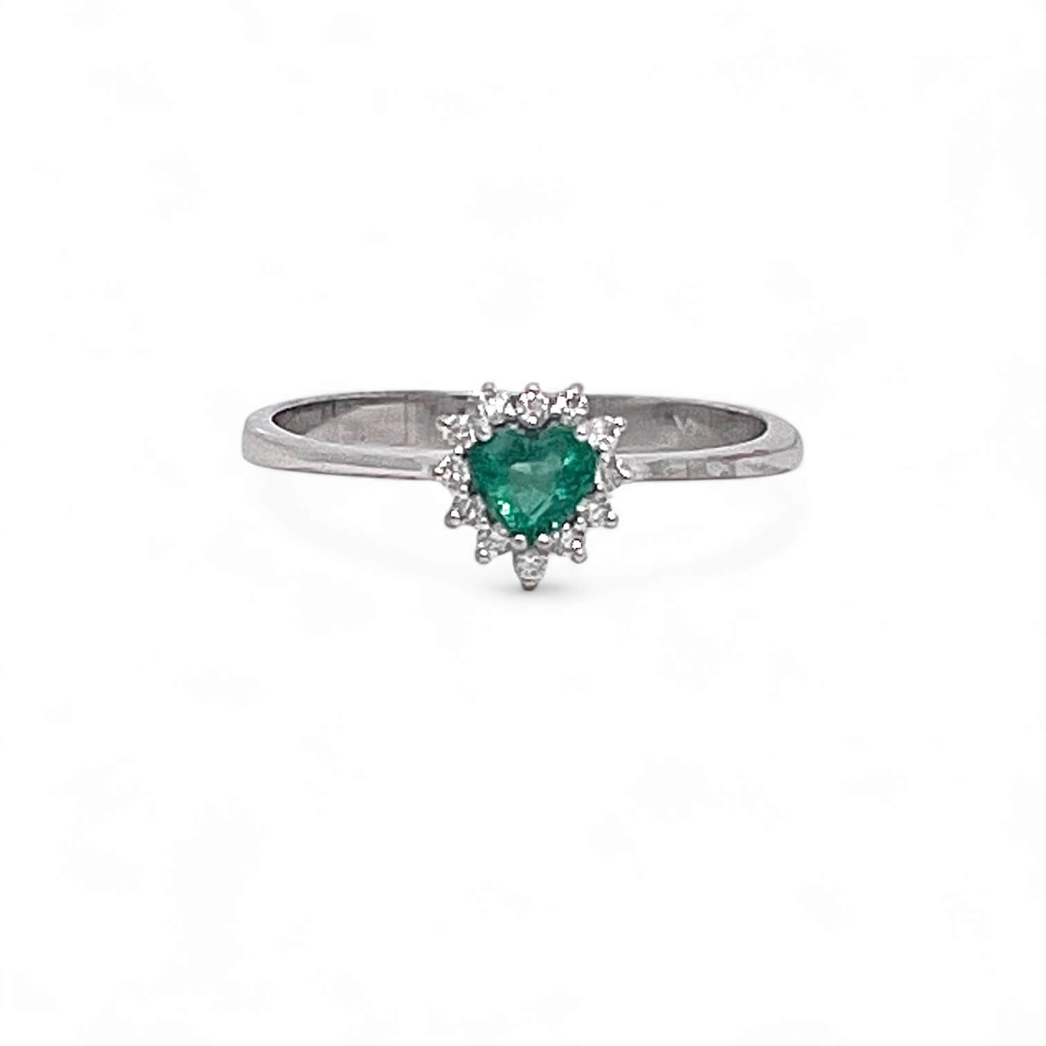 Emerald ring diamonds white gold 750% HEARTS ART.AN2717-3