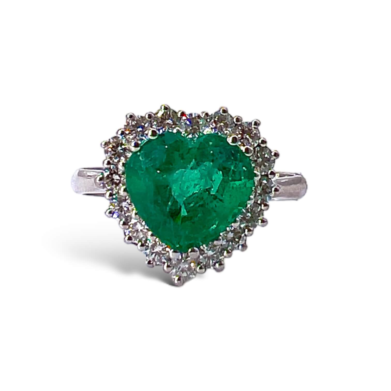 Emerald diamond and gold ring HEART art. AN2913