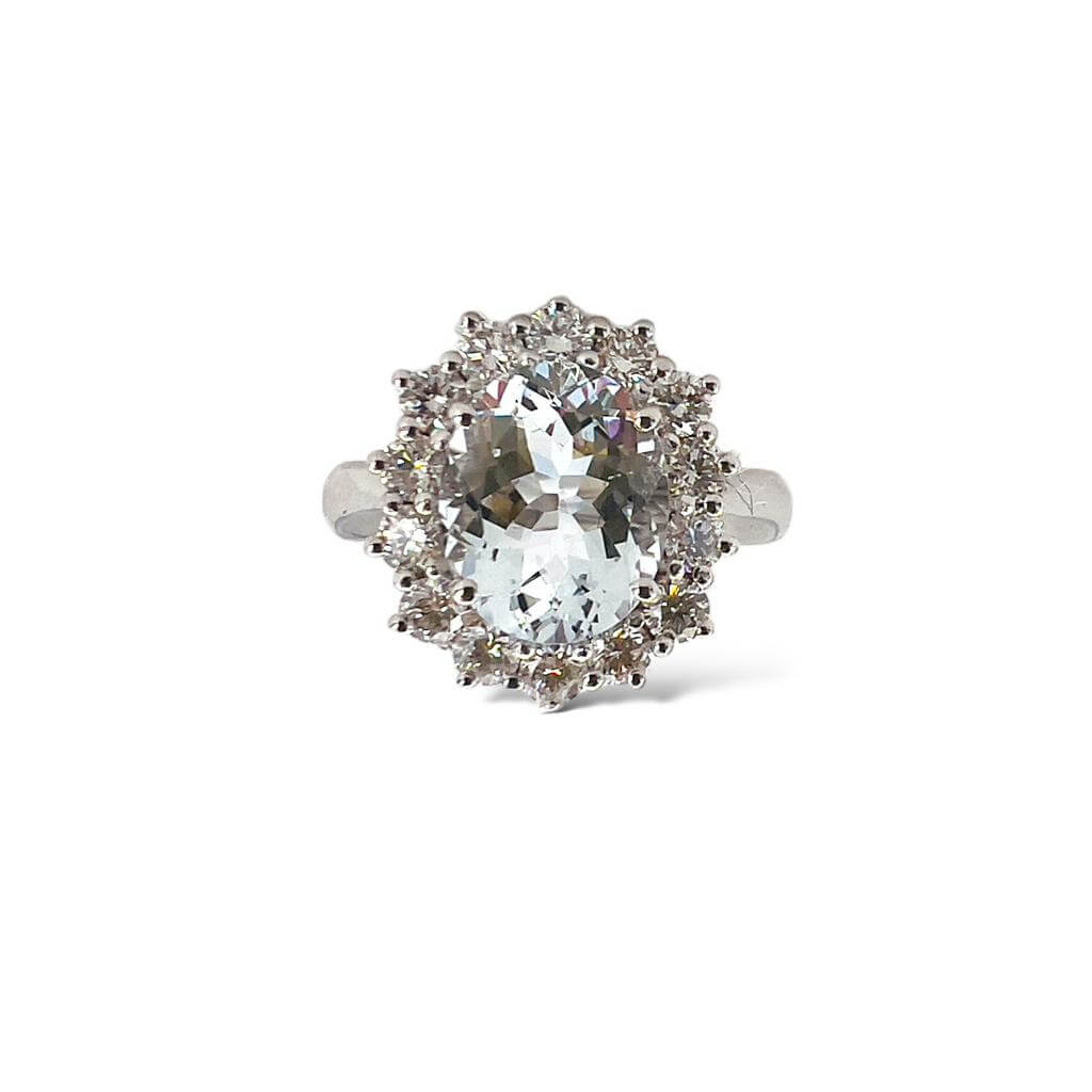 Aquamarine ring in 750% gold and diamonds Art. AN2485