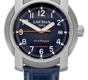 Orologio Locman automatico modello Titanio  cinturino pelle coccodrillo BLU ART. 222