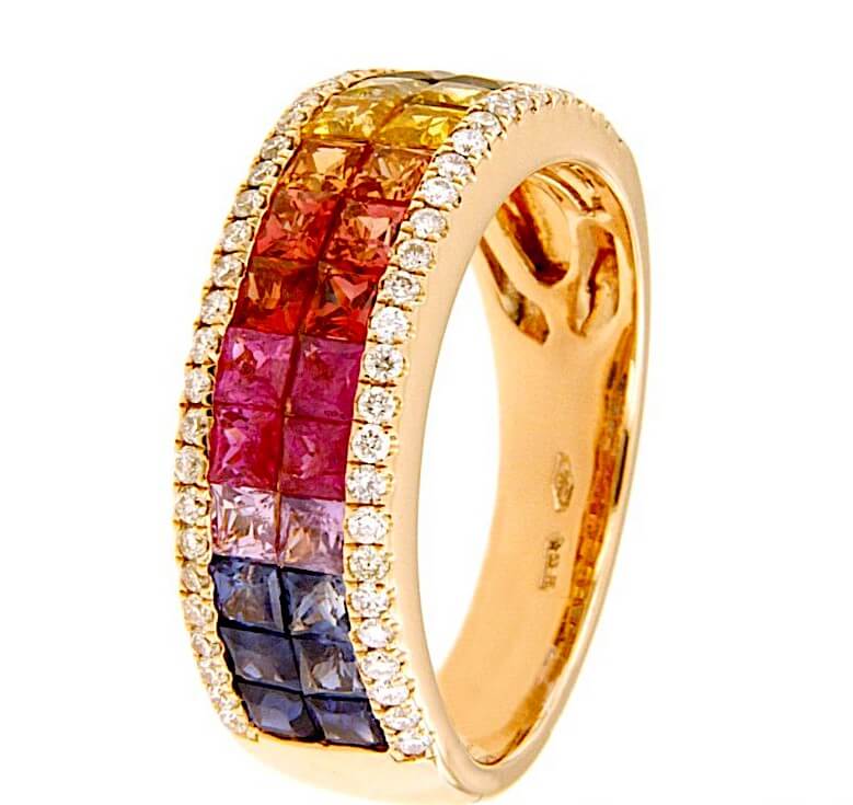 Anello Rainbow zaffiri e diamanti art. R02848RB11-A