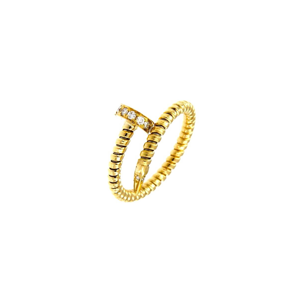 Tubo gas nail ring in gold and diamonds Art. 5215