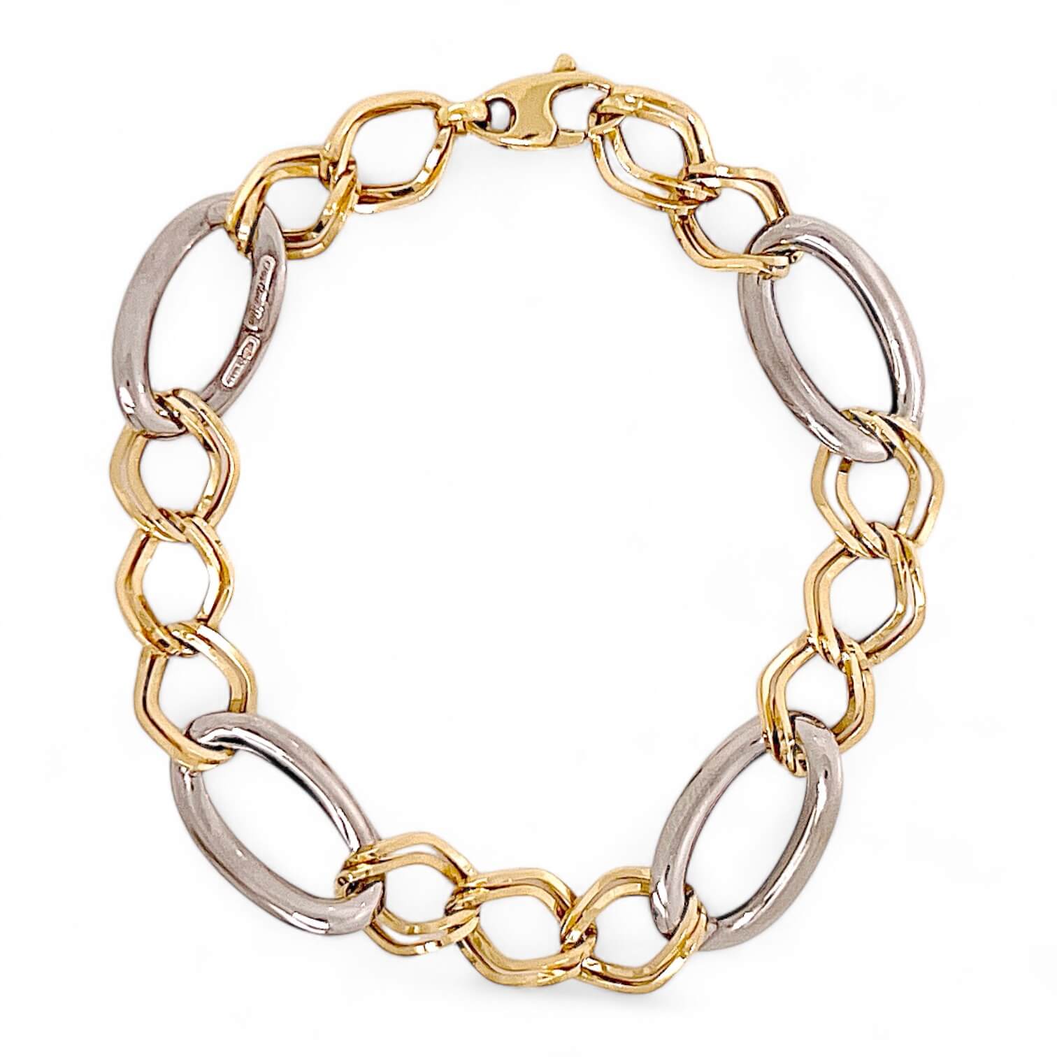 Bracciale a catena in oro giallo e bianco art. BRCAT8