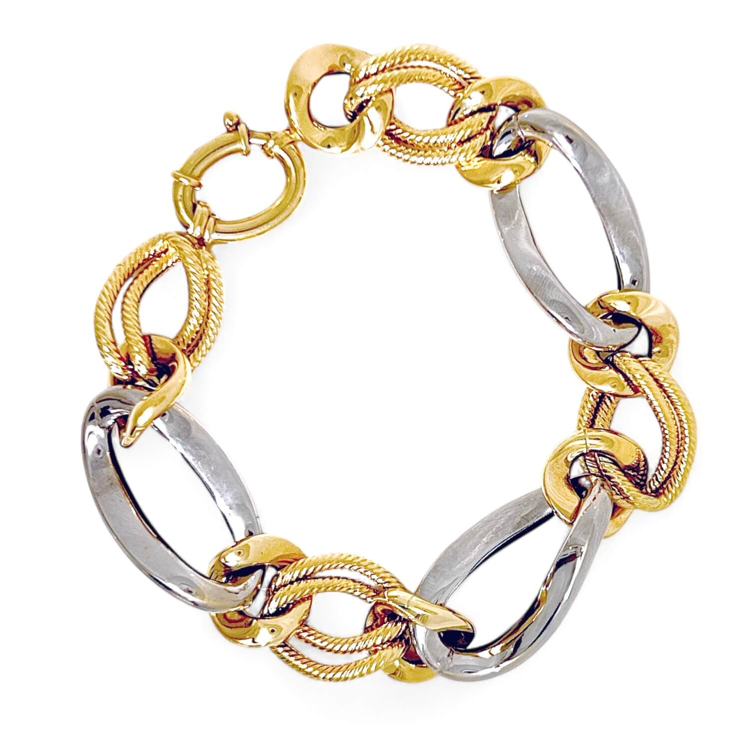 Bracciale a catena in oro giallo e bianco art. BRCAT7