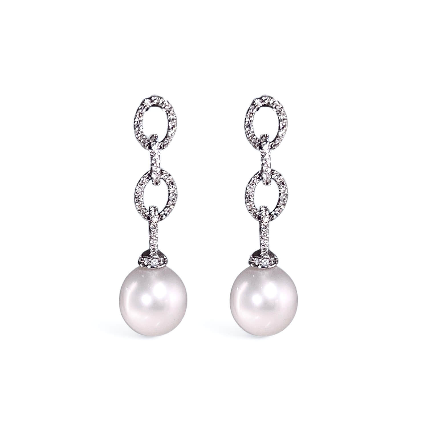 750% Australian pearl and diamond gold earrings Art. ORP275