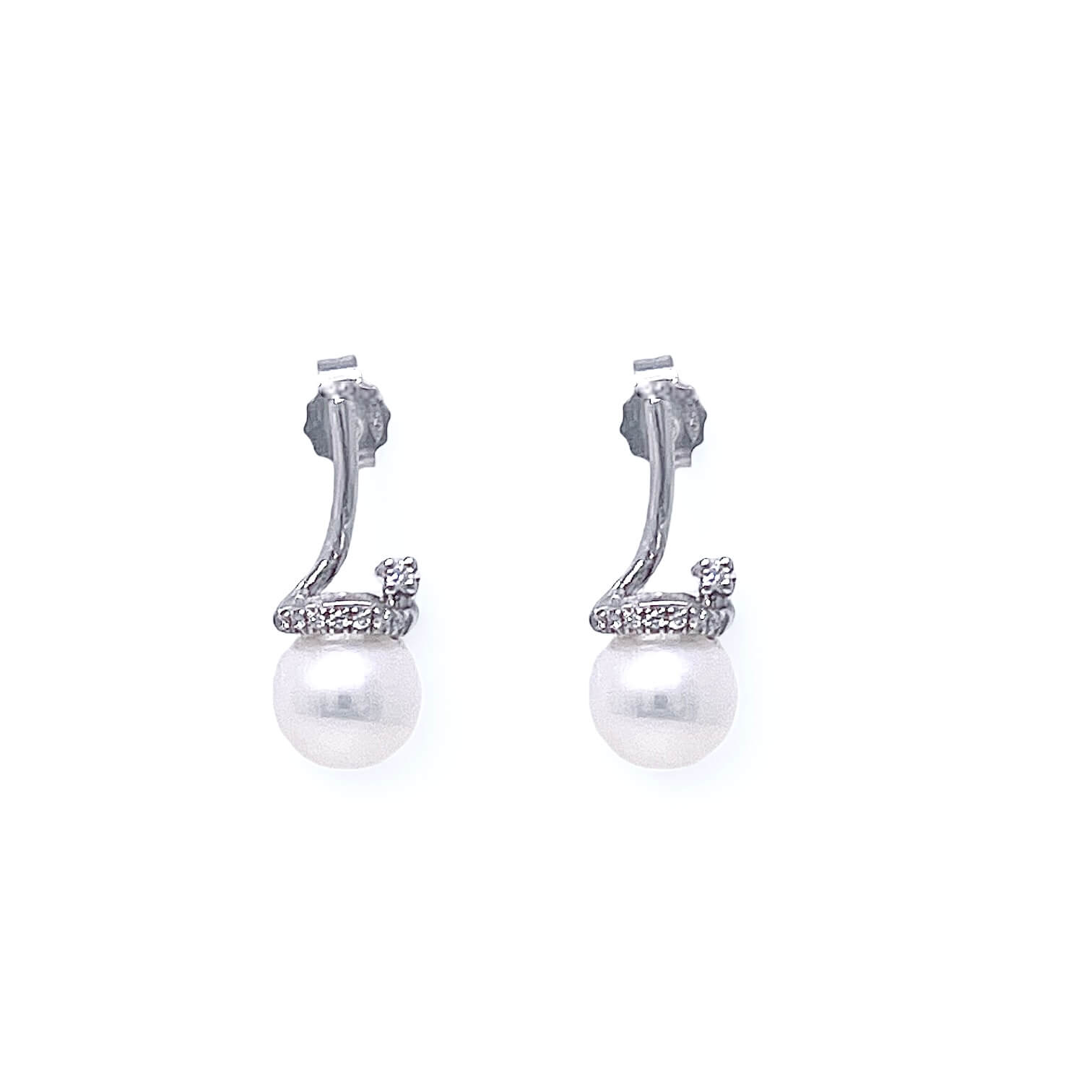 Pearl earrings white gold 750% diamonds art.ORP192